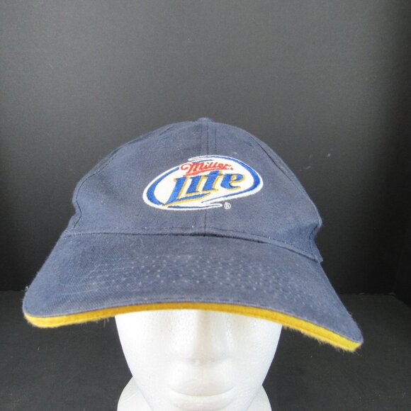 Miller Lite Embroidered Logo Acme Men Black Adjustable Strap Back Cap Hat - Picture 2 of 8